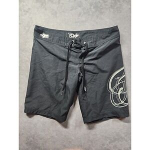 Fox Racing Board Shorts Y2K 90s Men's Large (Actual Sz 34) Swim Black Vintage
